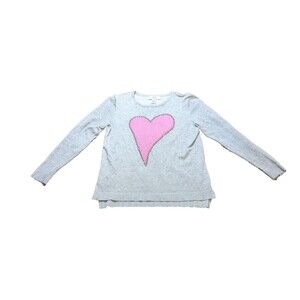 Magaschoni Women's Heart Sweater Gray With Rhinestones Size Large